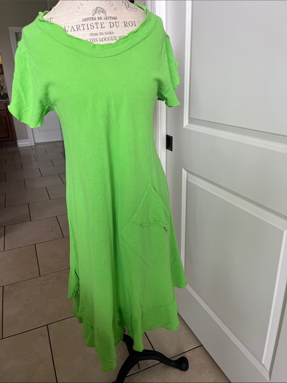 NWOT Oh My Gauze lime green 100% cotton LA Look midi dtess. S/M